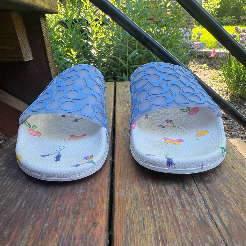 Coach Blue Slide Sandals for Women - Picture 5 of 13